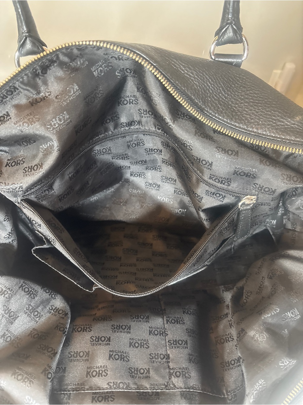 Michael Kors Black Hamiliton Weekender Leather Tote Satchel with Silver Hardware - Picture 14 of 15